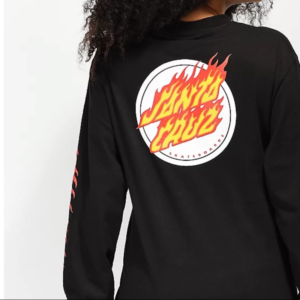 SantaCruz black flame long sleeve skater shirt size S